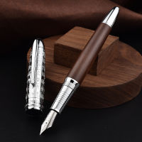 Retro Hongdian 6016 Natural Wood Fountain Pen Beautiful Oracle Cap EFF Nib Brown Wooden Office Business Writing Ink Gift Pen