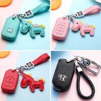 สปอตกรุงเทพซองใส่กุญแจรถเหมาะสำหรับ Honda key cover Civic crv female Accord xrv car Binzhiling school high-end leather kCar key cover key chain key case key holster