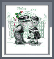 Kiss love #1 cross stitch kit kid baby 14ct 11ct white printed cotton thread embroidery DIY handmade needlework home decor plus