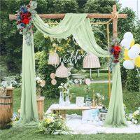 Chiffon Wedding Arch Draping Fabric75x600CM Wedding Arch Drapes Sheer Backdrop Curtain for Wedding Ceremony Party Ceiling Decor