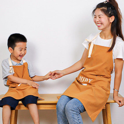 ผ้ากันเปื้อนสำหรับในครัวศิลปะผ้าฝ้าย-ลินินพ่อแม่ลูกสไตล์ญี่ปุ่นร้านดอกไม้ชานมอบร้านกาแฟทำอาหาร