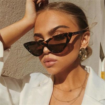♘ 2022 fashion sunglasses woman brand Designer vintage retro triangular cat eye glasses oculos De Sol Transparent ocean uv400