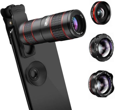 Mobile phone SLR lens five-in-one wide-angle macro fisheye 12X double adjustment telescope external special effects cameraTH