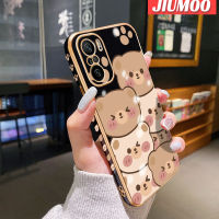 เคส JIUMOO สำหรับ Xiaomi Mi 11X 11i POCO F3 Redmi K40 Pro เคสการ์ตูนหมีน่ารักขอบสี่เหลี่ยมดีไซน์ใหม่เคสมือถือบางลายเคลือบกล้องฝาปิดเลนส์เต็มรูปแบบปกป้องเคสนิ่มกันกระแทก