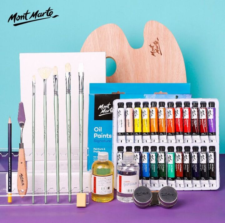 mont-marte-professional-12-24สีน้ำมันชุดสีภาพวาด-pigment-สำหรับโรงเรียนสอนศิลปินนักเรียน-acuarelas-อุปกรณ์ศิลปะ