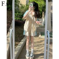 △┅ Motor Y web celebrity Fried three pole cherry street sport suit women loose little short sleeve shorts leisure two-piece