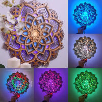 USB Mandala Yoga Room Night Light Colorful Wall Mounted Lamp Personalized Ornament for Home Living Room Bedroom 30X30cm