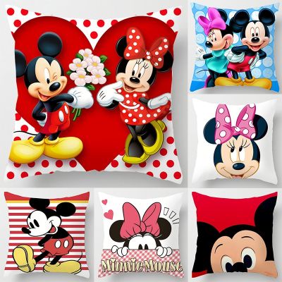 45*45CM Disney Mickey Mouse Pillowcase Kawaii Minnie Room Sofa Home Decor Waist Pillow Cases Girl Kids Bedroom Car Cushion Cover
