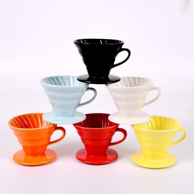 Ceramic Coffee Dripper Engine V60 Style Coffee Drip Filter Cup Permanent Pour Over Coffee Maker with Separate Stand for 1-4 Cups