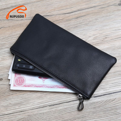 Genuine Leather Men Wallet Long Section Casual Small Bag For Man Black Organizer Phone Purse Money Clip Card Coins Bag NUPUGOO