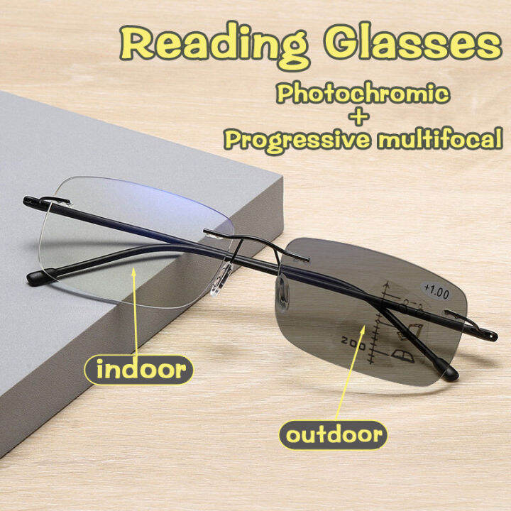 Photochromic Reading Glasses for Men +100 +400 AntiBlue Light