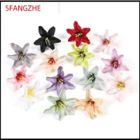 5FANGZHE 30pcs ผ้าไหมสีขาว หัวดอกไม้จำลอง หลากสี อัลบัมภาพ ดอกไม้ปลอมลายดอกไม้ งานทำมือ ดีไอวาย ลิลลี่ประดิษฐ์แห่งหุบเขา บ้านในบ้าน