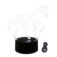 Bedroom Gift Bedside 3D Horse Lamp Home Decor LED Visual Night Light Desk Touch Button Bar Baby Sleeping 7 Colour Changing Table