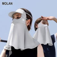 MOLAN หน้ากากกรองแสงผ้าไหมน้ำแข็งสำหรับผู้ชายและผู้หญิงขี่กลางแจ้งป้องกันรังสีอัลตราไวโอเลต Seluruh Wajah ที่บังแดดระบายอากาศที่มุมตา