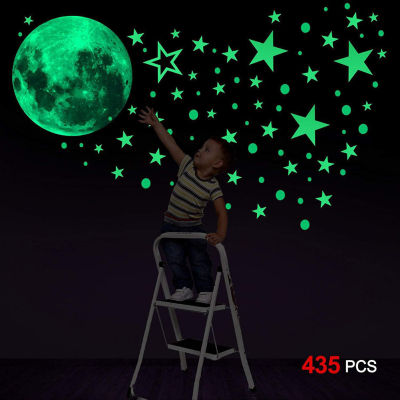 435 pcsset Luminous Moon Stars dots Wall Sticker kids room bedroom living room home decoration decals Glow in the dark Stickers