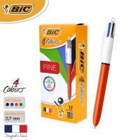 BIC บิ๊ก ปากกา 4 Colours Original Fine ปากกา 4สี ปากกาลูกลื่น น้ำหมึก4in1 หัวปากกา 0.7 mm. จำนวน 12 ด้าม