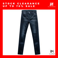 (SIX P.M.) STONE WASHED WRINGLE BLEACH BLACK JEANS / ยีนส์ดำ ขัดหิน ฟอกยับ ทรงสลิม / BSJ