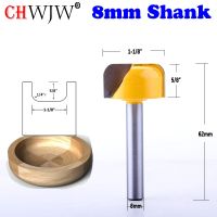 CHWJW 1PC 8mm Shank Bowl Tray จานแกะสลักเราเตอร์บิต 1-1 / 8－Dia x 5/8－H เครื่องตัดไม้ Tenon Cutter สําหรับเครื่องมืองานไม้