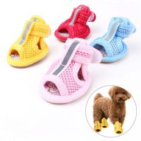 【YF】 4PCS/set Pink Non-slip Summer Dog Shoes Breathable Sandals for Small Dogs Pet Socks Sneakers Puppy Cat Boots