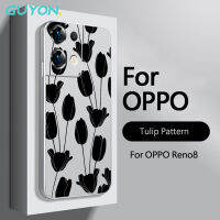 Guyon เคส OPPO นิ่มลายดอกทิวลิปแบบด้าน A15สีเงินฝ้า TPU แบบรวมทุกอย่างป้องกันการตกสำหรับ A17 A16K ชุบโลหะเงินด้วยไฟฟ้าดีไซน์ใหม่5กรัม