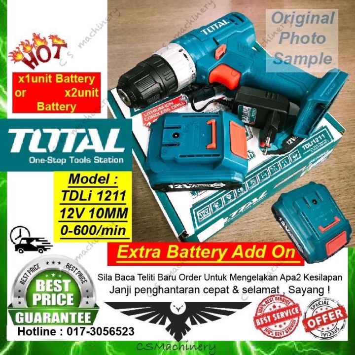 Total 12v Li Ion Cordless Drill Tdli1211 Lazada 