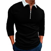 Mens leisure long-sleeved T-shirt independent station cultivate ones morality short sleeve printing and lapel collar polo