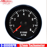 0-8000รอบต่อนาที52มิลลิเมตร T Achometer ที่มีแสงไฟสีขาว2 "52มิลลิเมตรรอบต่อนาที Tacho เมตรสำหรับ1-8กระบอกเครื่องยนต์เบนซินรถ12โวลต์