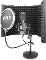 PyleUsa USB Compact Microphone Kit - Studio Desktop Cardioid Condenser Audio Mic w/Stand, Cable, Shock Mount, Pop Filter, Isolation Shield - for Gaming PS4, Recording, Streaming, Podcasting, YouTube