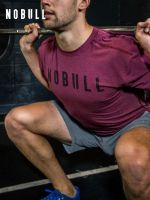 ❇► NOBULL mens T-shirt burgundy Crossfit comprehensive training short-sleeved squat fitness running moisture wicking