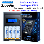 Bộ Sạc Pin AA AAA + 4 Pin AA 3200mah Tự Ngắt Đa Năng Doublepow Cao Cấp K98