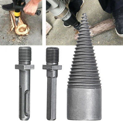 1pc 32mm Firewood Chop Wood Drill Bit Firewood Split Splitter Cone Wood Splitting Electric Hammer Drill Bit RoundHex Shank