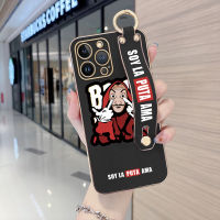 Volans เคสเคสสำหรับ Apple iPhone 15 Plus 15 Pro Max พร้อมสายรัดข้อมือขอบสี่เหลี่ยมนิ่มลายการ์ตูน La คาซ่าเดอ Papel ชุบเคสโทรศัพท์เคสโทรศัพท์นิ่มสุดหรู