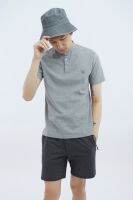 ESP เสื้อโปโลคอจีนลายเฟรนช์ชี่ ผู้ชาย สีเทากลาง | Stand Collar Frenchie Polo Shirt | 3244