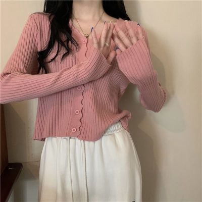 Early autumn of 2021 the new v-neck sweater long-sleeved cardigan sweater small coat joker female gentle wind coat
