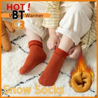 BTC3 Winter Wamer Sleeping Socks Thermal Wool Baby Foot Warmers Velvet Boots Snow Floor Socks Kids Cotton Socks