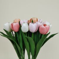 ดอกทิวลิปงานผ้าเคลือบ ดอกไม้ประดิษฐ์เกรดพรีเมี่ยม Artificial tulip