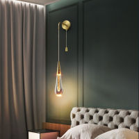 นอร์ดิก LED คริสตัลโคมไฟติดผนัง Creative Drop Wall Sconces บ้านห้องนอนในร่มห้องศึกษาไฟข้างเตียงทางเดินโคมไฟติดผนัง