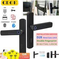 CDOK D28ประตูล็อคอัจฉริยะลายนิ้วมือคู่ TT Lock APP Handle สำหรับเหล็กดัดกลวงประตูเหล็กรั้วโลหะ BTO HDB