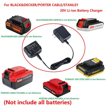 20 Volt LithiumIon Battery Charger LCS1620 for Black & Decker for Porter  Cable for STANLEYBattery 14.4V 18V 20 Volt Batteries LBXR20 LBXR20-OPE LB20