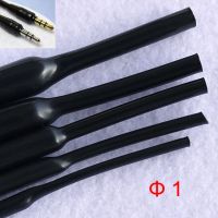 20M 1mm Dia 2:1 Ratio Soft Flexible Black Gloss Non Halogen Headphone Line Audio Cable Sleeve Heat Shrinkable Tubing Shrink Tube Cable Management