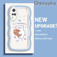 เคส Chenyyka สำหรับ VIVO Y51 Y31 2021 Y51A 2021 Y53s Y33ลายการ์ตูนน่ารักหมีขาวแฟชั่นขอบเป็นคลื่นเคสโทรศัพท์โปร่งใสน่ารักเลนส์กล้องถ่ายรูปสร้างสรรค์กันกระแทกเคสป้องกันแบบใสเคสซิลิโคนนิ่ม