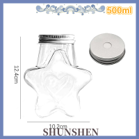 Shunen ถ้วยชา Botol Minuman ทรงดาวห้าแฉกสุดสร้างสรรค์,ขวดกลางแจ้งในบ้านนมขวดเครื่องดื่มห้าเหลี่ยมสำหรับสัตว์เลี้ยงน้ำผลไม้ชานมขวดเครื่องดื่มเย็น Botol Minuman