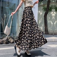 COD ♘ CUZ81VG V SHOP 2022 leopard print chiffon skirt elastic high waisted A-line MIDI skirt