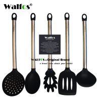 QTCF-Walfos 100% Food Grade Silicone Cooking Spoon Soup Ladle-egg Spatula Turner Kitchen Tools Stainless Steel Cooking Utensil Set