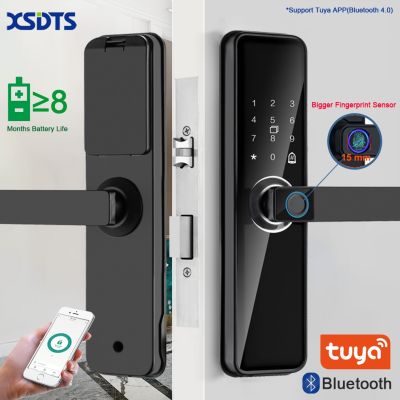 XSDTS ประตูล็อคอัจฉริยะบลูทูธ Tuya รีโมทแอปปลดล็อครหัสผ่านโดยใช้ลายนิ้วมือล็อคประตูไฟฟ้าล็อค