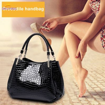 1 Pcs Women Handbag Shoulder Bag PU Leather Crocodile Pattern Zipper Fashion for Travel