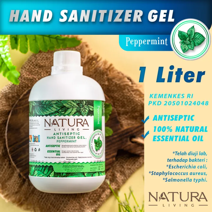 Hand Sanitizer Gel 1 Liter Sanitizer Natura Living Peppermint IZIN KEMENKES  RI | Lazada Indonesia