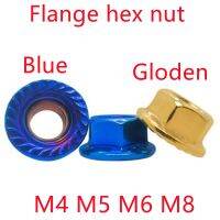 {Haotao Hardware} M6 M5 M4 10ชิ้น M8สีน้ำเงินและ Gloden หน้าแปลนสแตนเลสสตีลถั่วสำหรับจักรยานรถยนต์มอเตอร์ไซค์