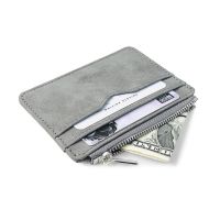 【CW】✣♝  Mens Short Card Wallet Matte Leather Multi-card Frosted Fabric Holder Money Minimalist Transparent Coins Purse