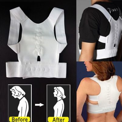 Magnetic Posture Corrector Belt for Lumbar Lower Back Support Shoulder Brace Men Women Belt Corset Black White Nude